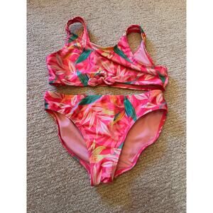 Wonder Nation Girls’ Tropical Two-Piece Swimsuit – Size L (10–12)